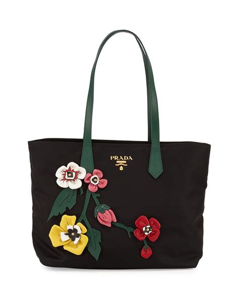 prada nylon floral tote|Prada tessuto nylon pouch.